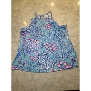 Lilly Pulitzer Billie Tank Top Small Blue Ibiza Now You Sea Me Resort Wear NWOT